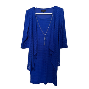 R&M Richards Sleeveless Dress with Attached Open Front Jacket